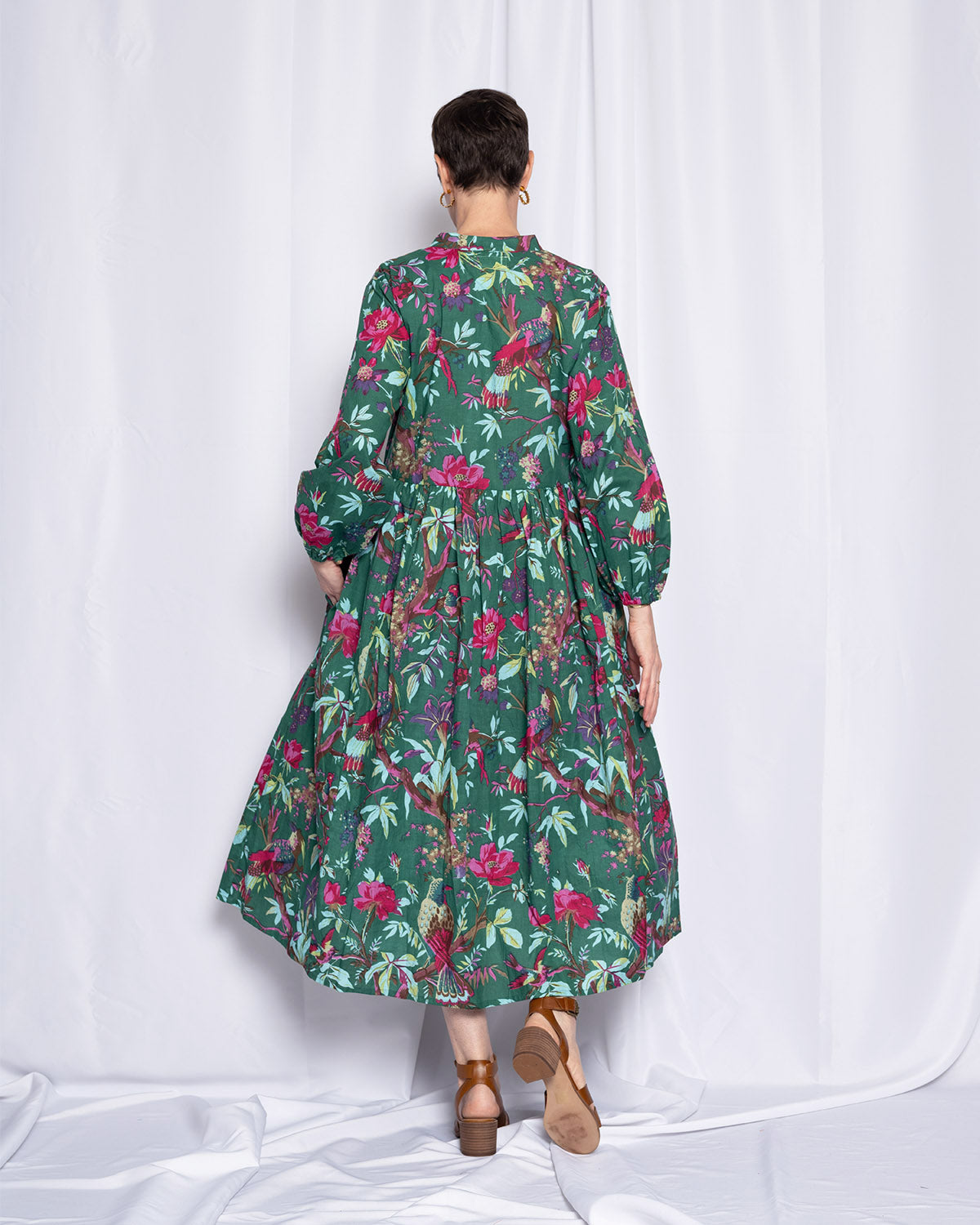 Arabella Resort Dress - Long Sleeve - Emerald Rainforest