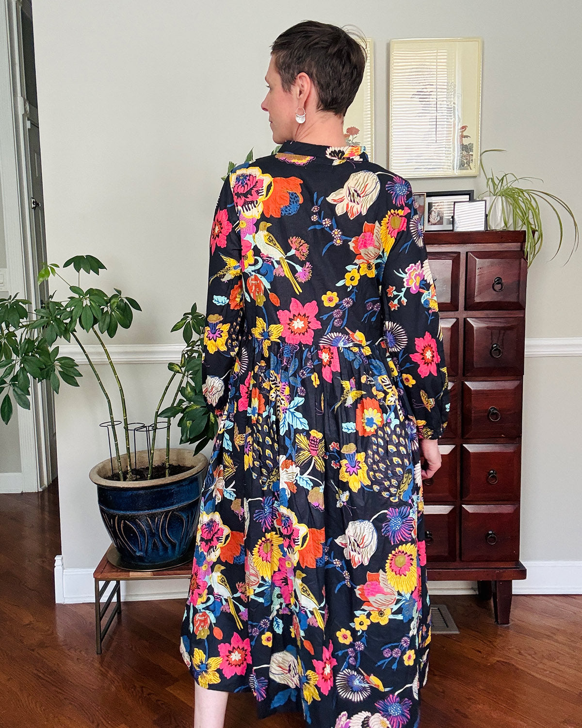 Arabella Resort Dress - Long Sleeve - Obsidian Bloom
