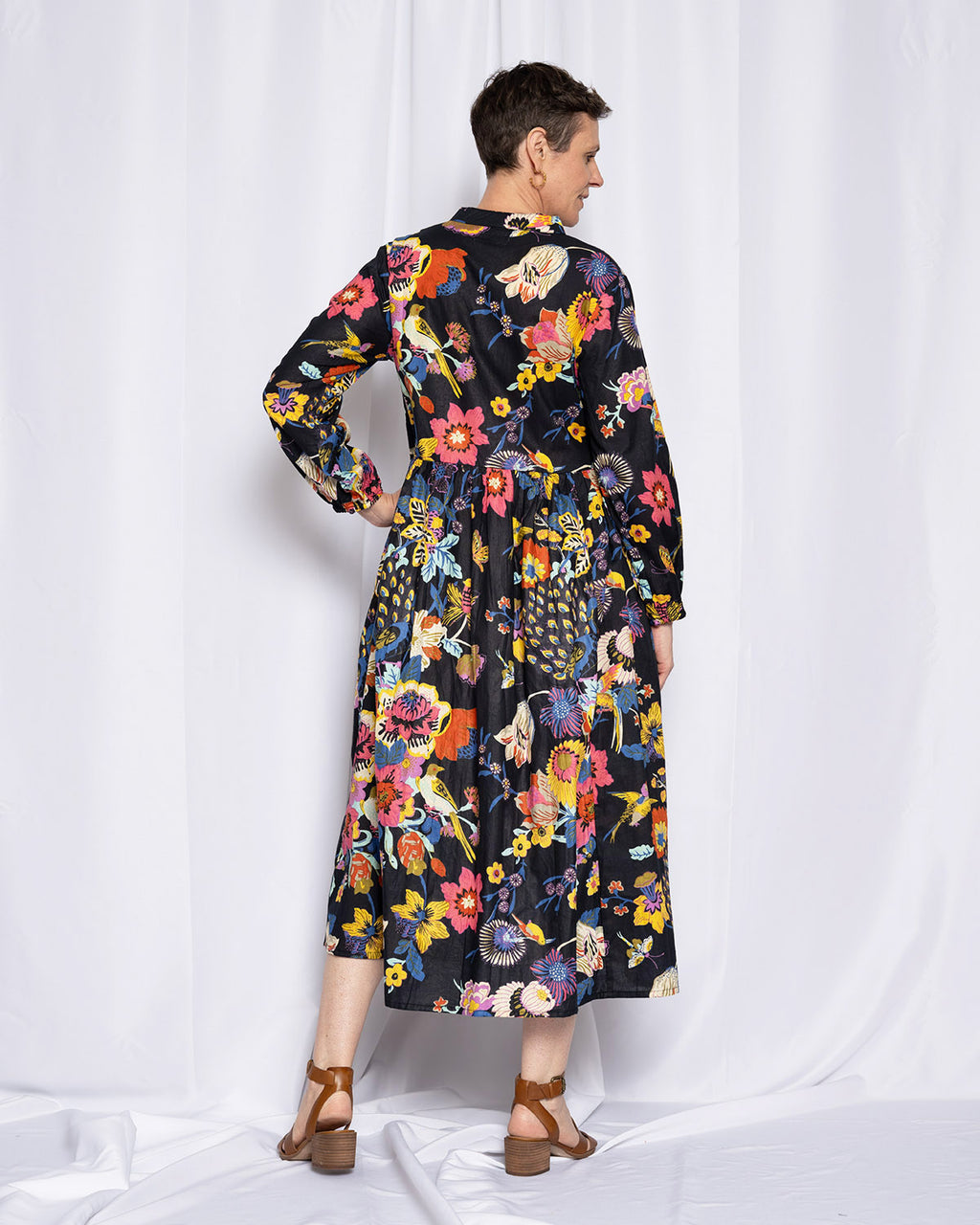 Arabella Resort Dress - Long Sleeve - Obsidian Bloom