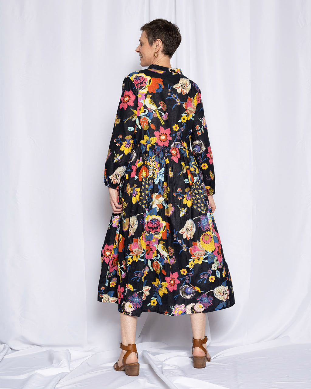 Arabella Resort Dress - Long Sleeve - Obsidian Bloom