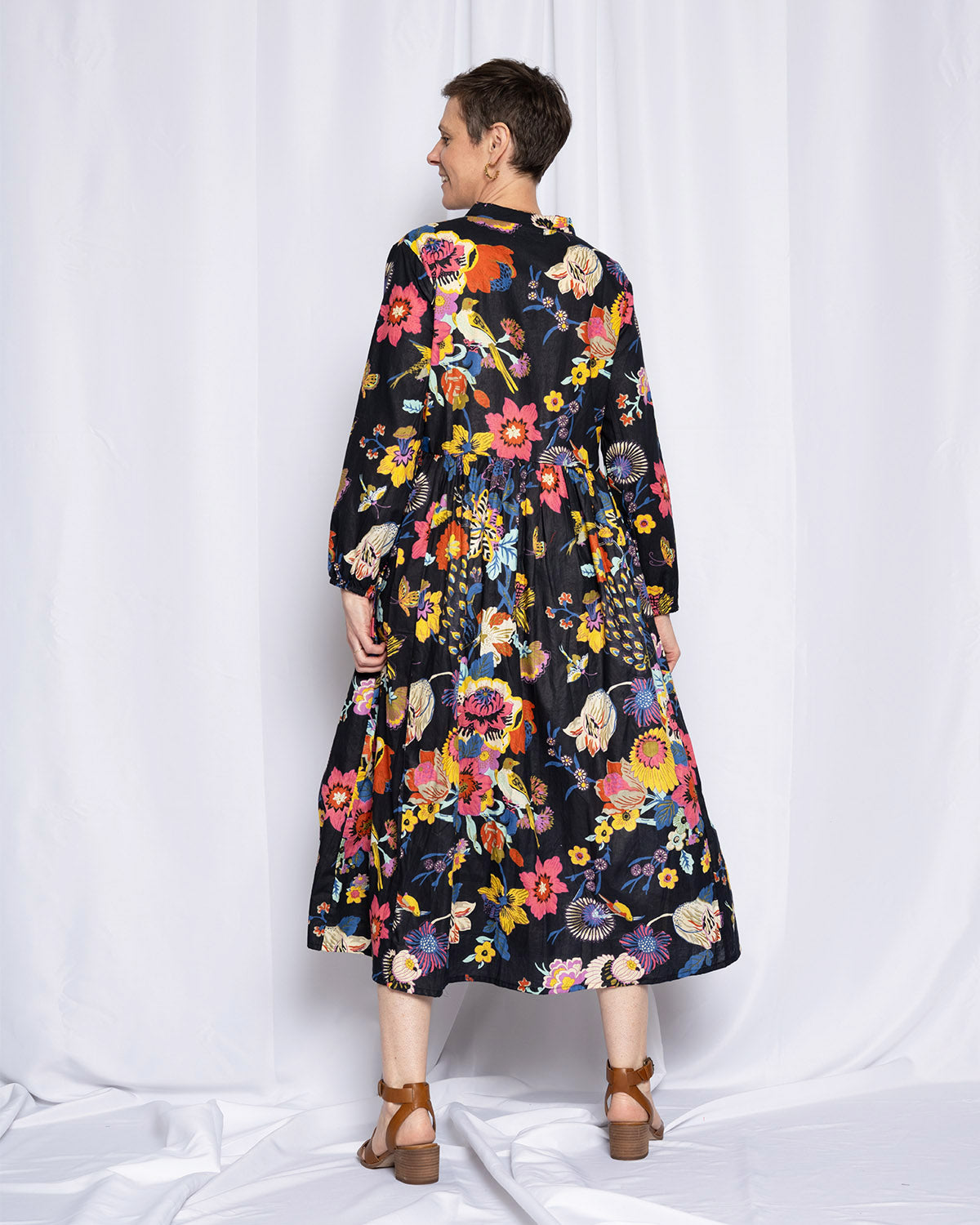 Arabella Resort Dress - Long Sleeve - Obsidian Bloom