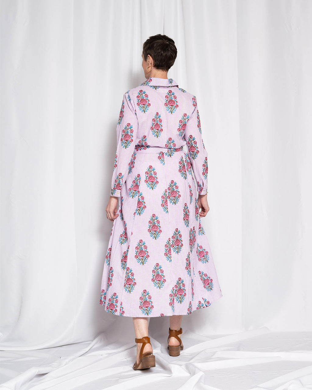 Elena Long Sleeve Shirt Dress - Lavender Picnic