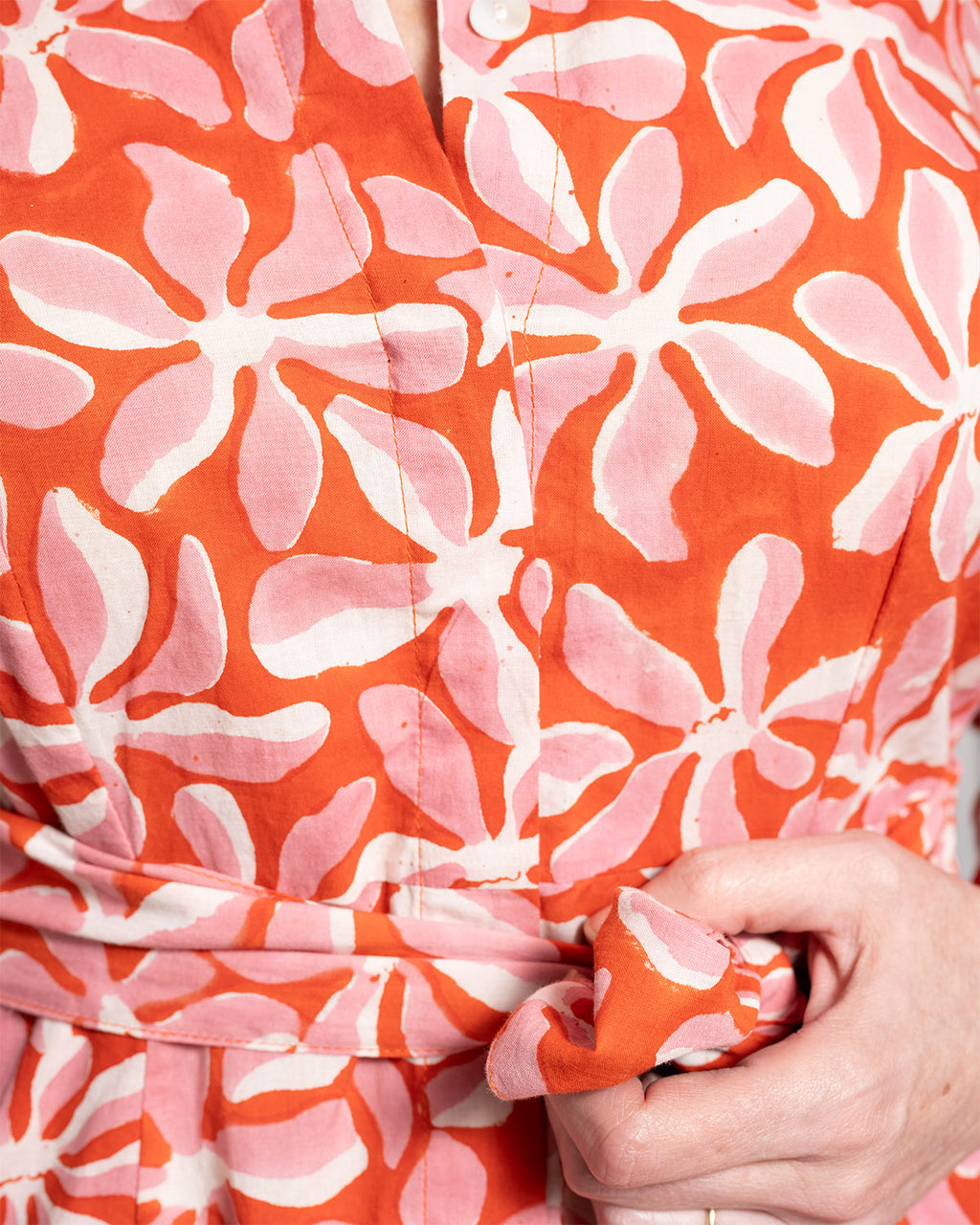 Isabella Sleeveless Shirt Dress - Papaya Bloom