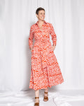 Elena Long Sleeve Shirt Dress - Papaya Bloom