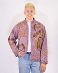 XL - Extended Sized - "Lovebirds" Suzani Embroidered Canvas Jacket/Cardigan - 14