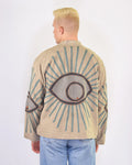 XL - Extended Sized - "Evil Eye" Suzani Embroidered Canvas Jacket/Cardigan -08