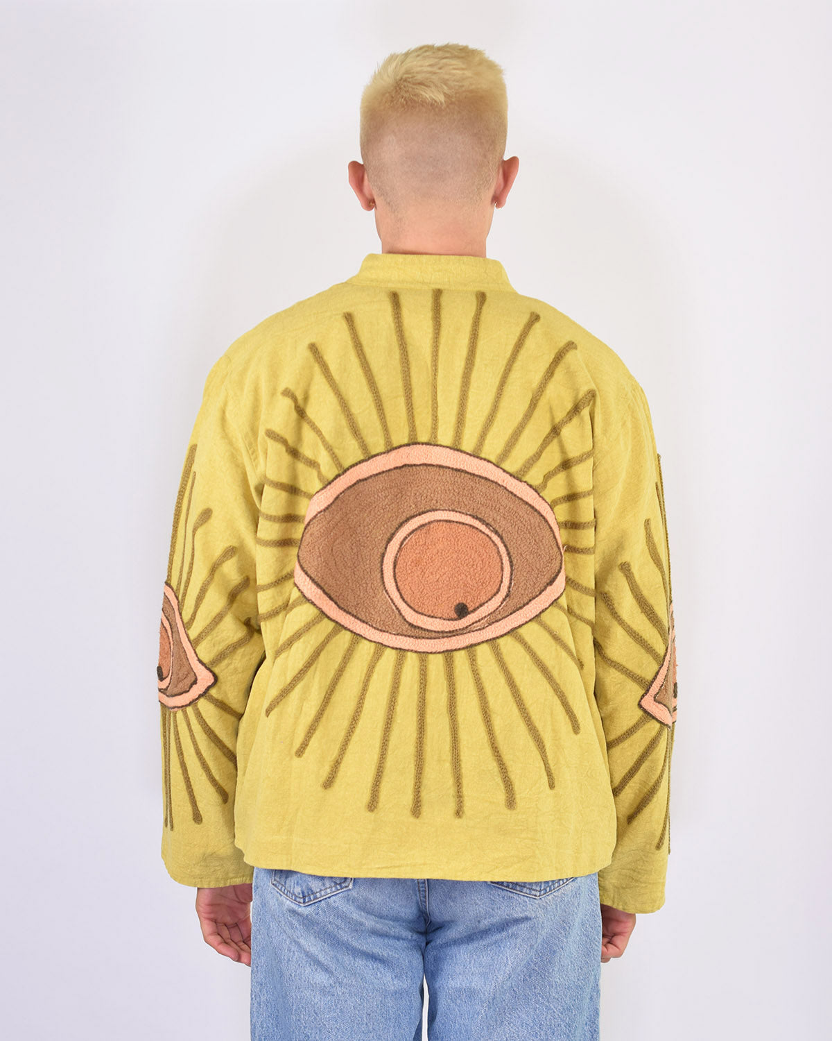 XL - Extended Sized - "Evil Eye" Suzani Embroidered Canvas Jacket/Cardigan - 10