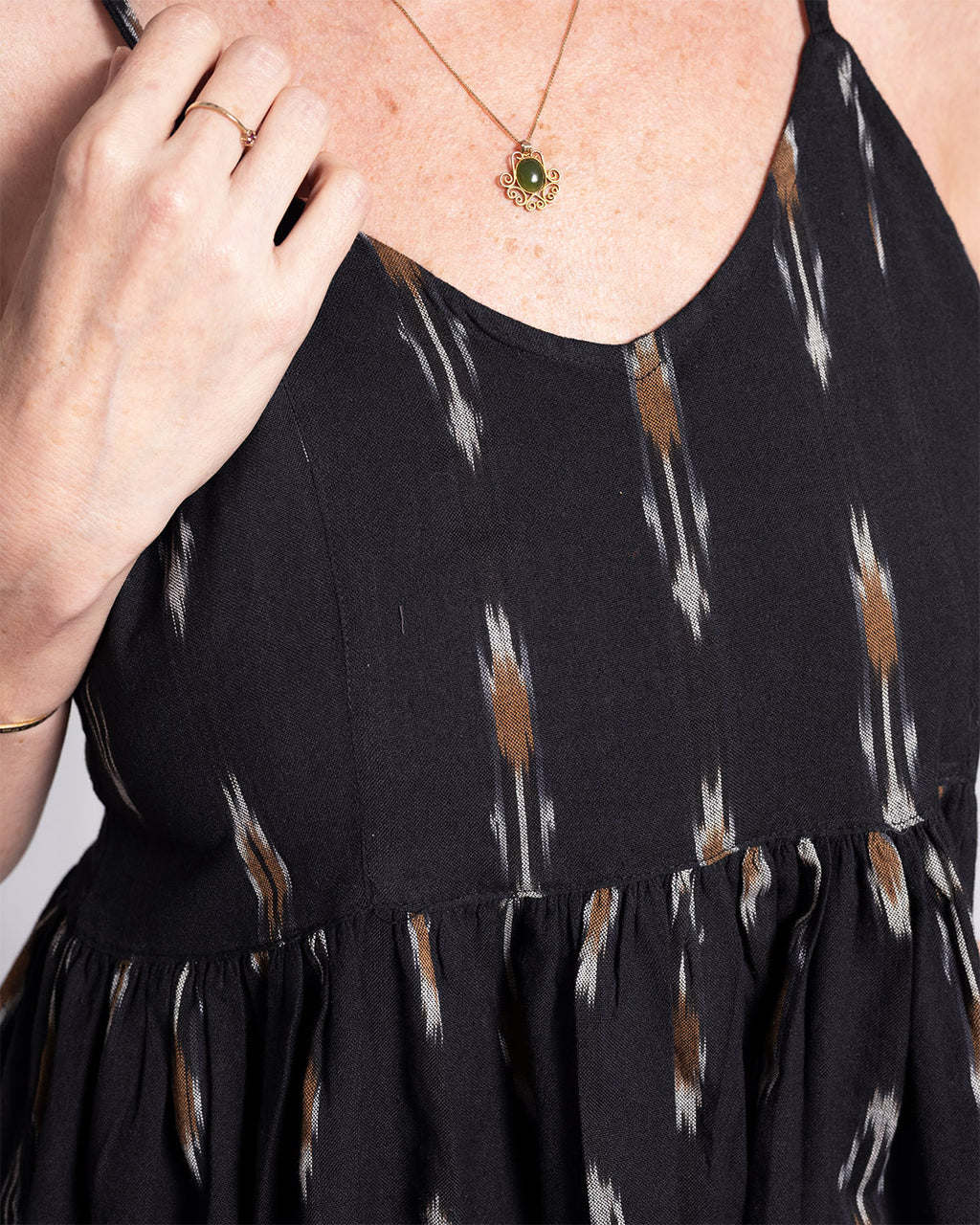 Sienna Tiered Sundress Dress - Black Ikat