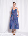 Sienna Tiered Sundress Dress - Blue Ikat