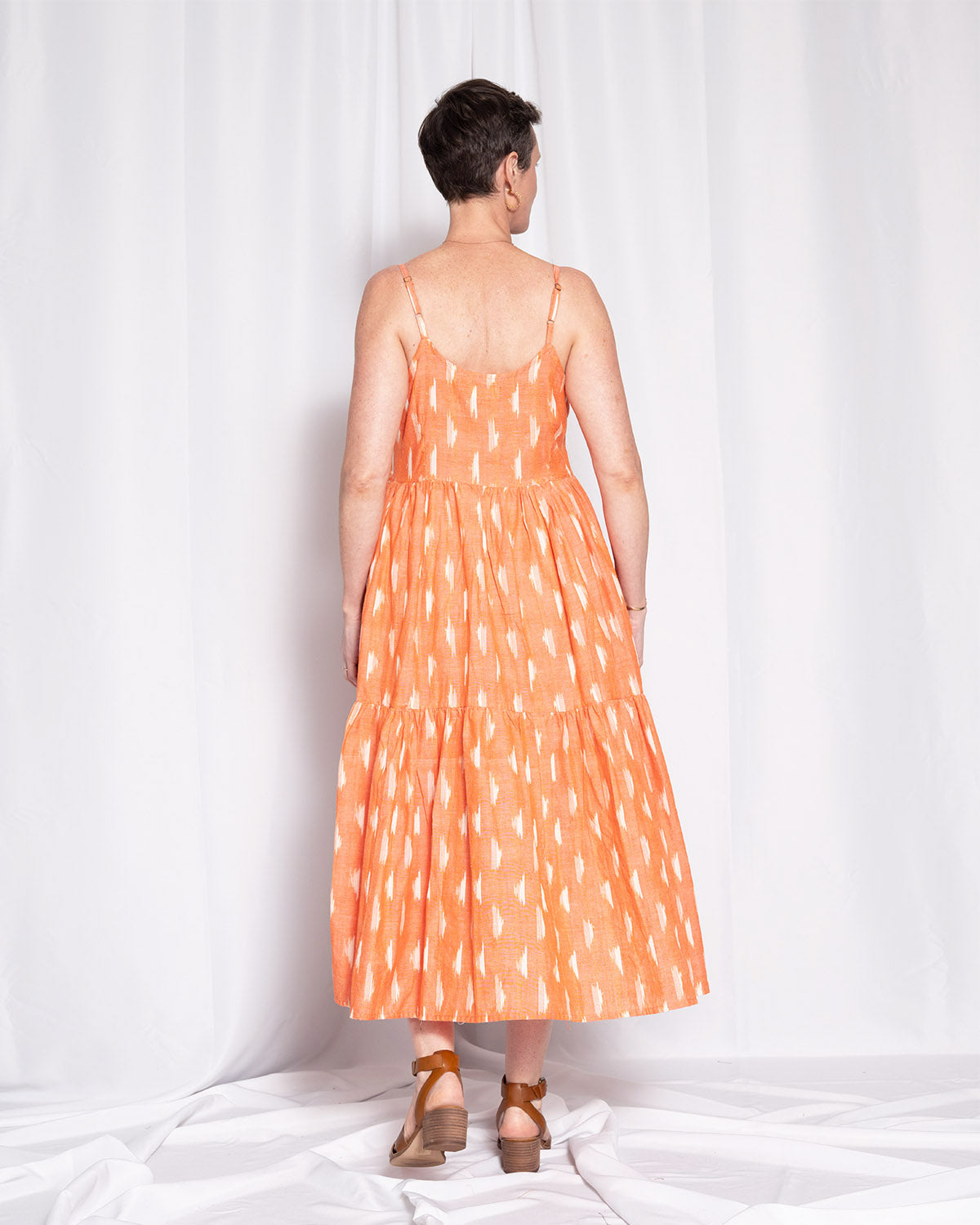 Sienna Tiered Sundress Dress - Coral Ikat