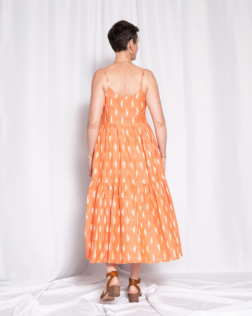 Sienna Tiered Sundress Dress - Coral Ikat