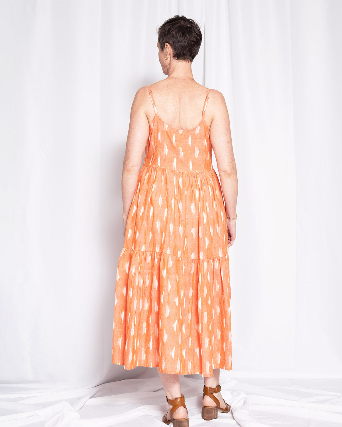 Sienna Tiered Sundress Dress - Coral Ikat