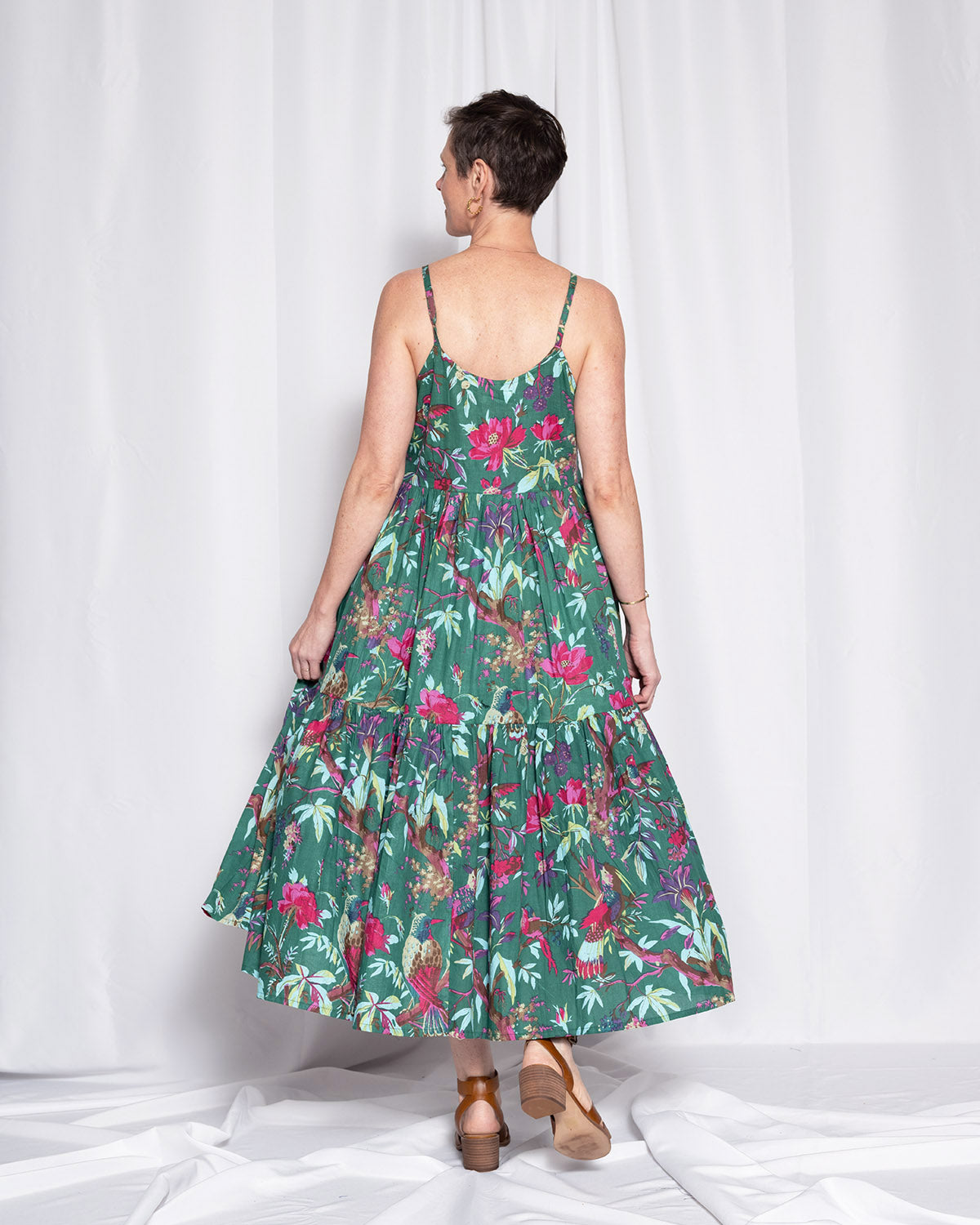 Sienna Tiered Sundress Dress - Emerald Rainforest