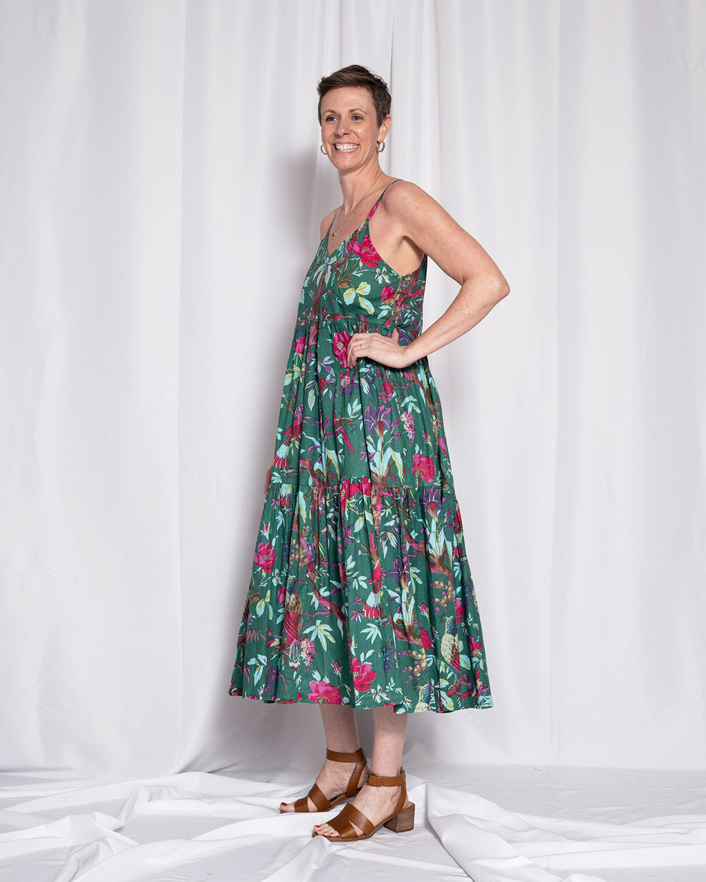 Sienna Tiered Sundress Dress - Emerald Rainforest