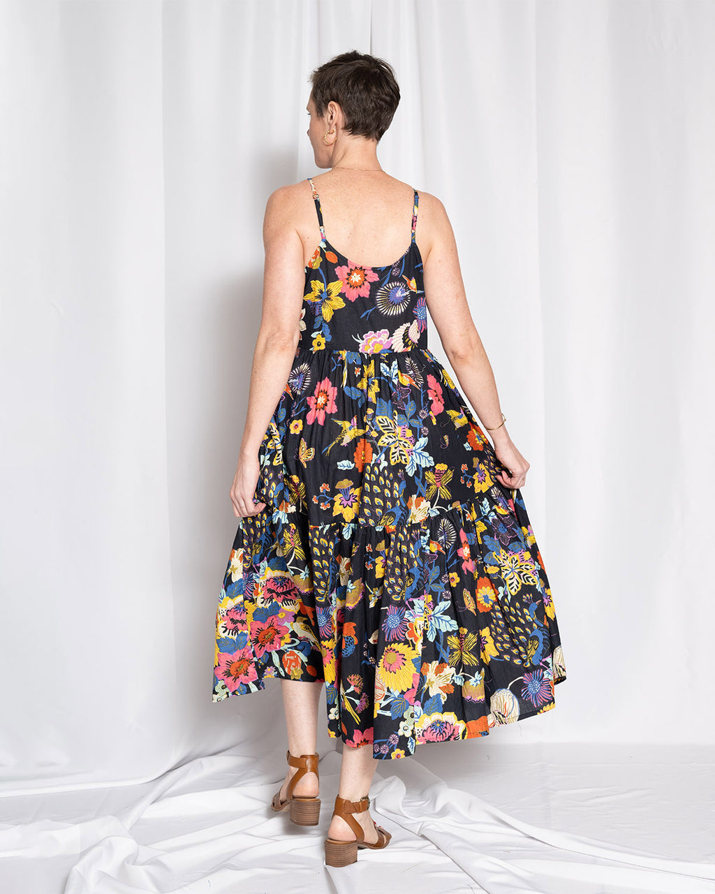 Sienna Tiered Sundress Dress - Obsidian Bloom