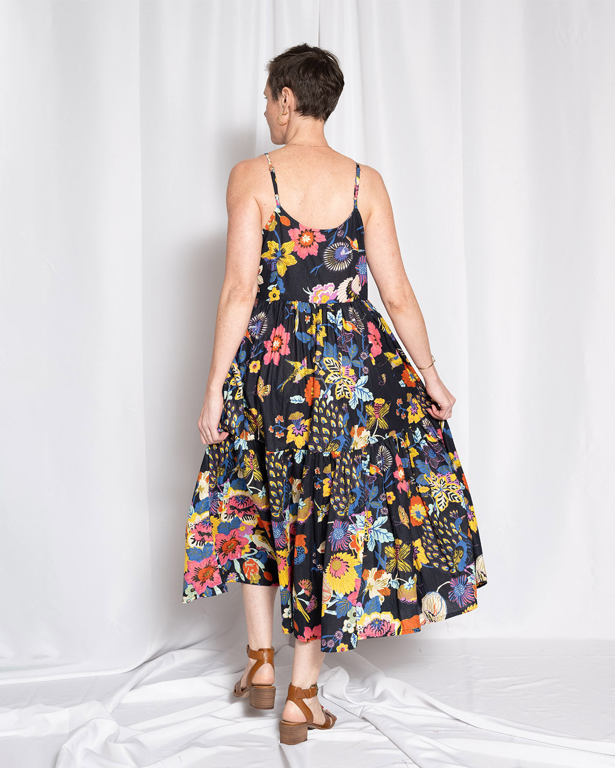Sienna Tiered Sundress Dress - Obsidian Bloom