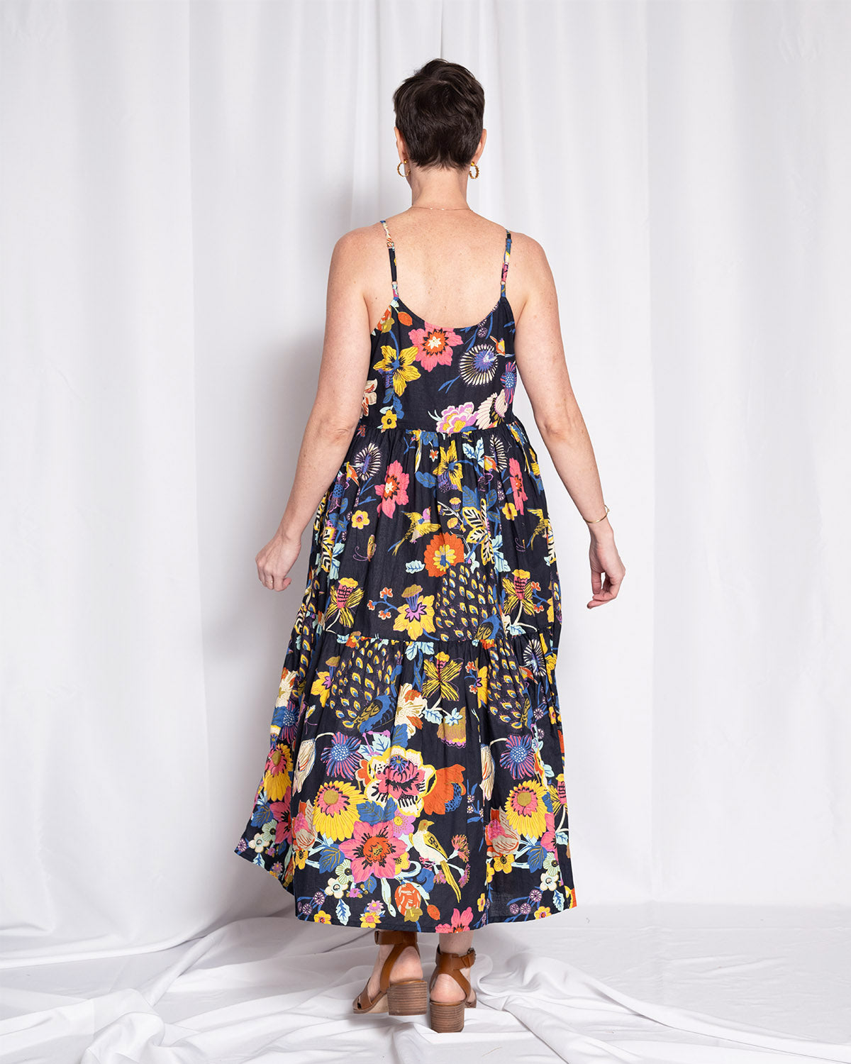 Sienna Tiered Sundress Dress - Obsidian Bloom
