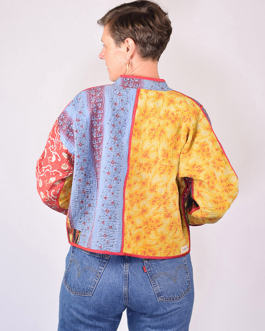 Sofie Cropped Quilted Reversible Patchwork Kantha Jacket - 03