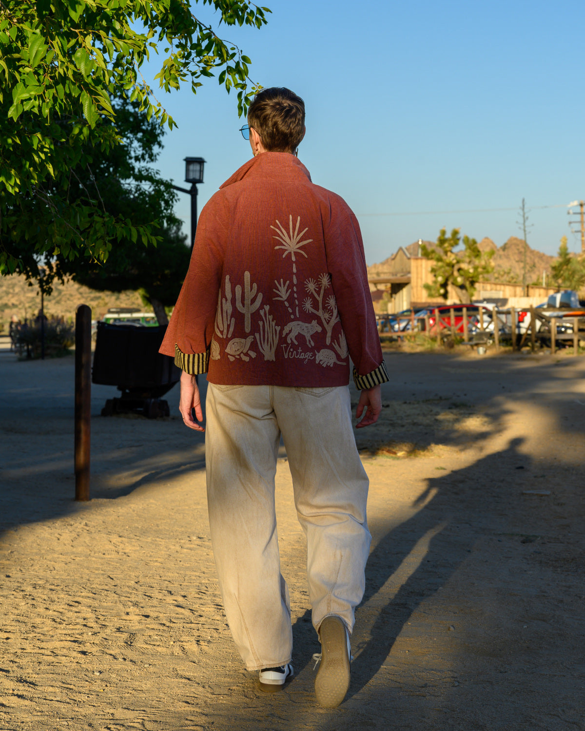 Lightweight "Vintage Outlaw" Canvas Embroidered Jacket - Mauve