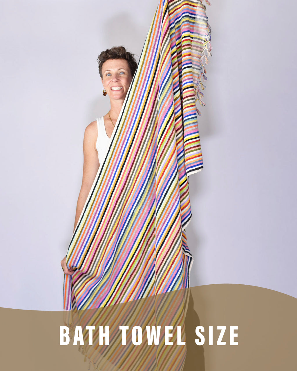 Luxury Turkish Terry Cloth Cotton Bath/Hand Towel - Rainbow Stripes
