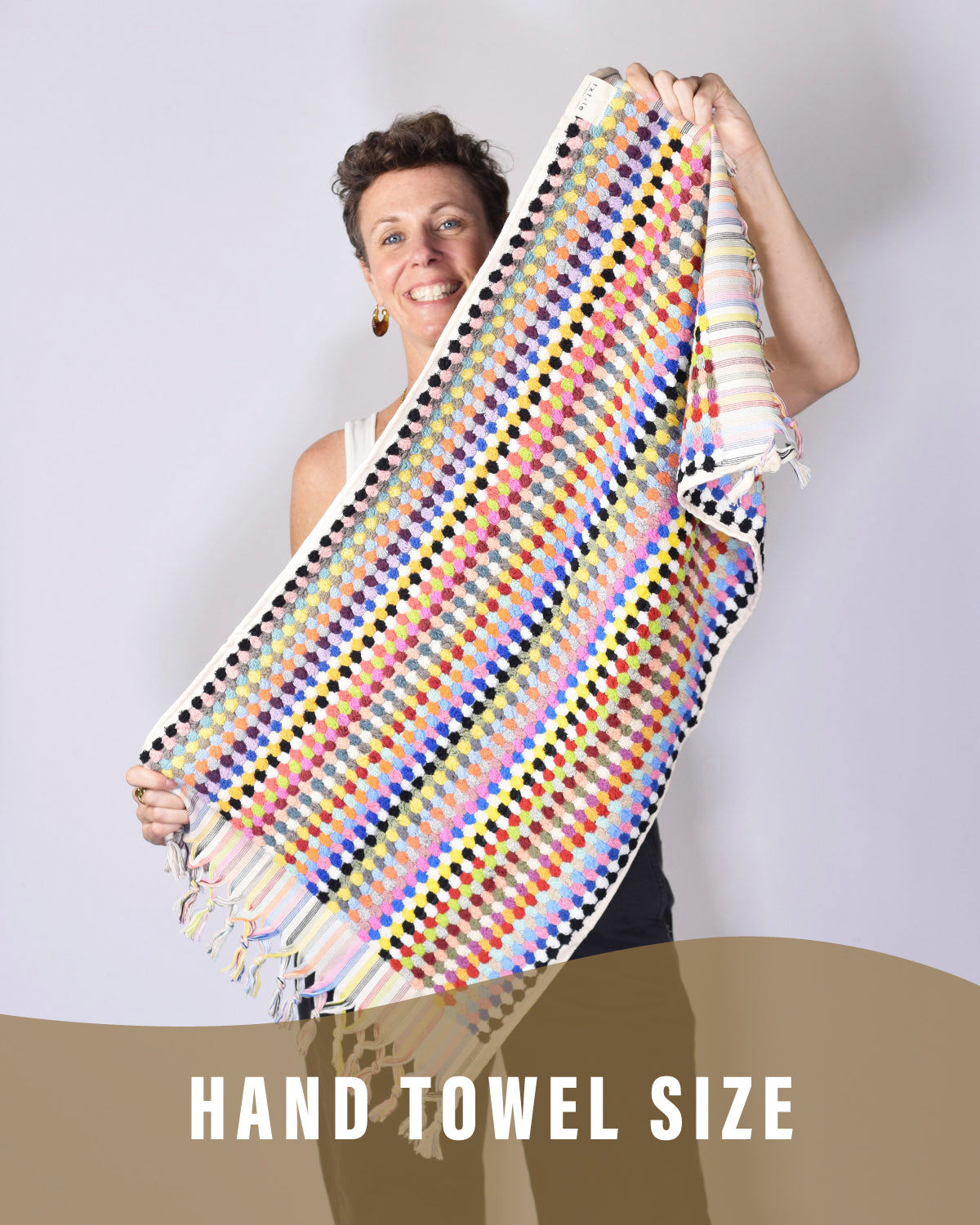 Luxury Turkish Terry Cloth Cotton Bath/Hand Towel - Rainbow Checkers