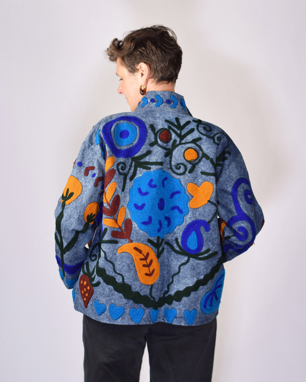 Denim Suzani Embroidered Jacket - 02