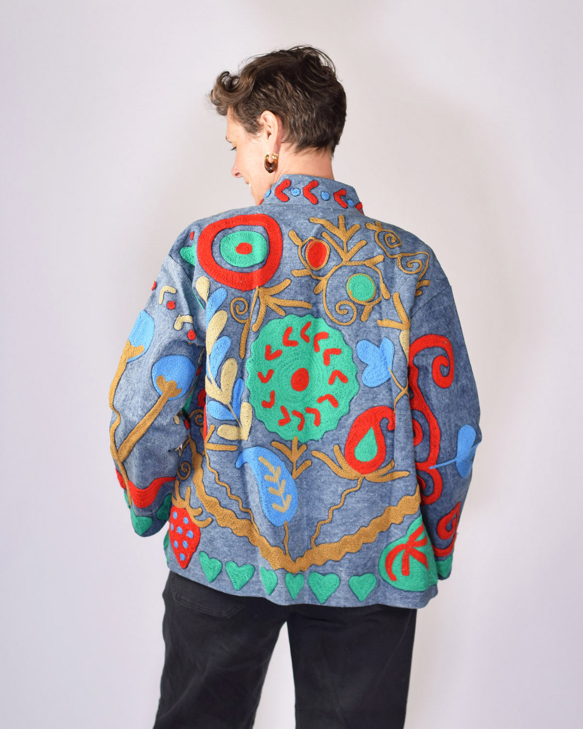 Denim Suzani Embroidered Jacket - 05
