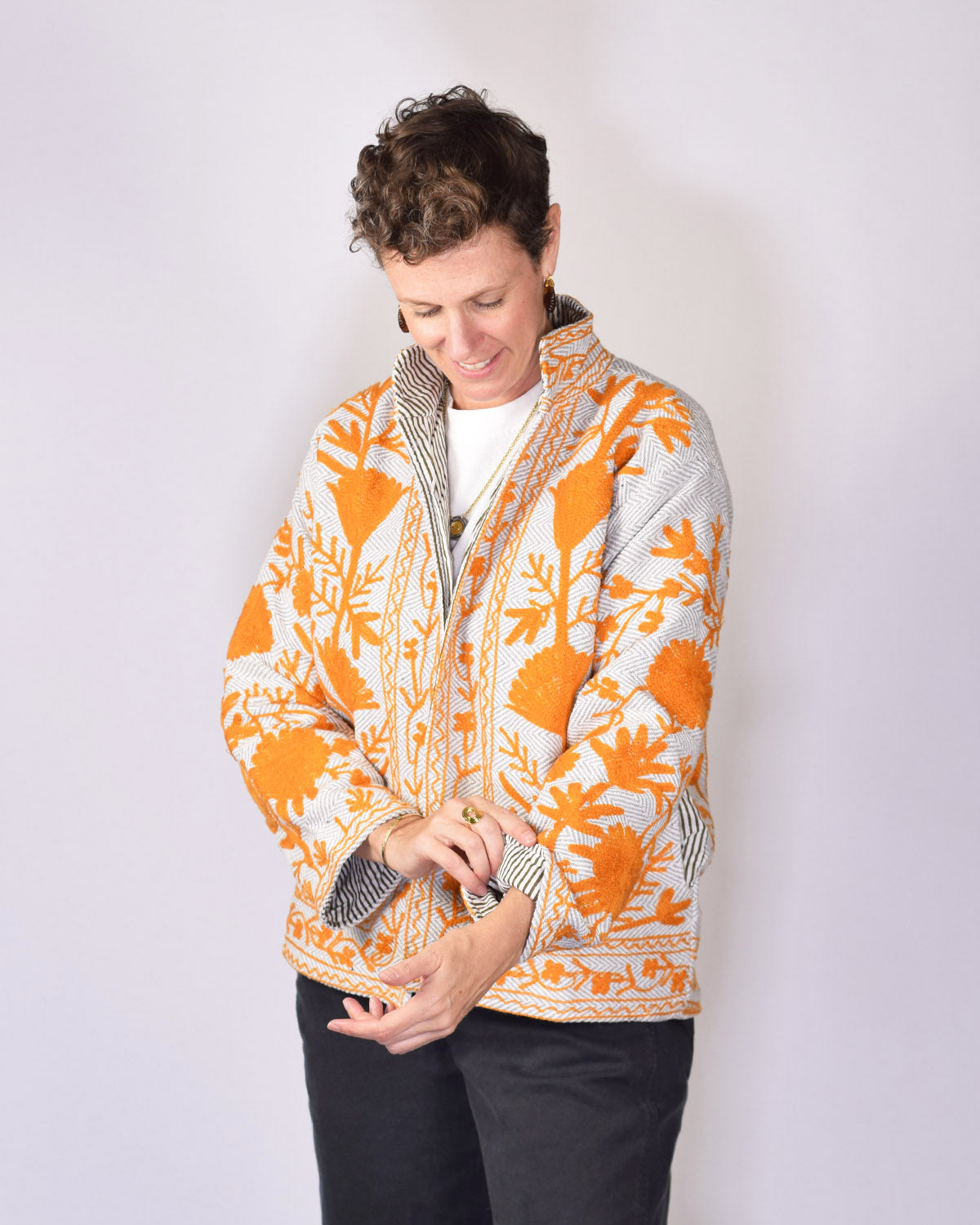 Herringbone Suzani Embroidered Jacket - 03