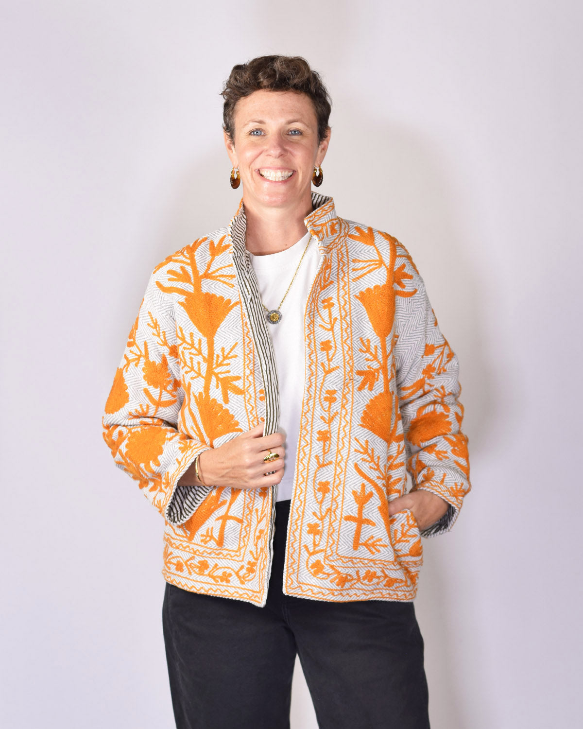Herringbone Suzani Embroidered Jacket - 03