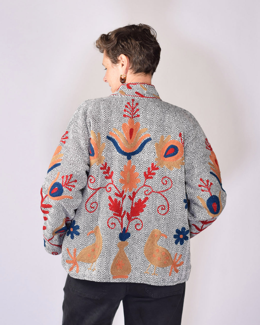 Herringbone Suzani Embroidered Jacket - 02