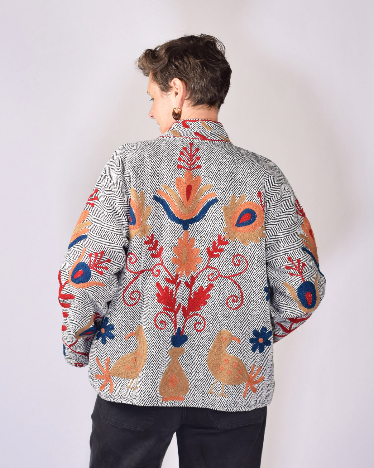 Herringbone Suzani Embroidered Jacket - 02