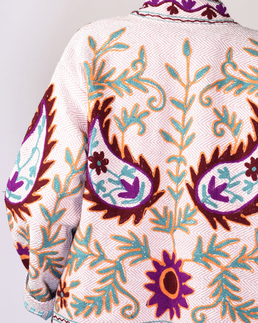 Herringbone Suzani Embroidered Jacket - 01
