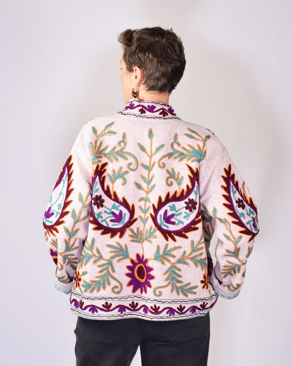 Herringbone Suzani Embroidered Jacket - 01