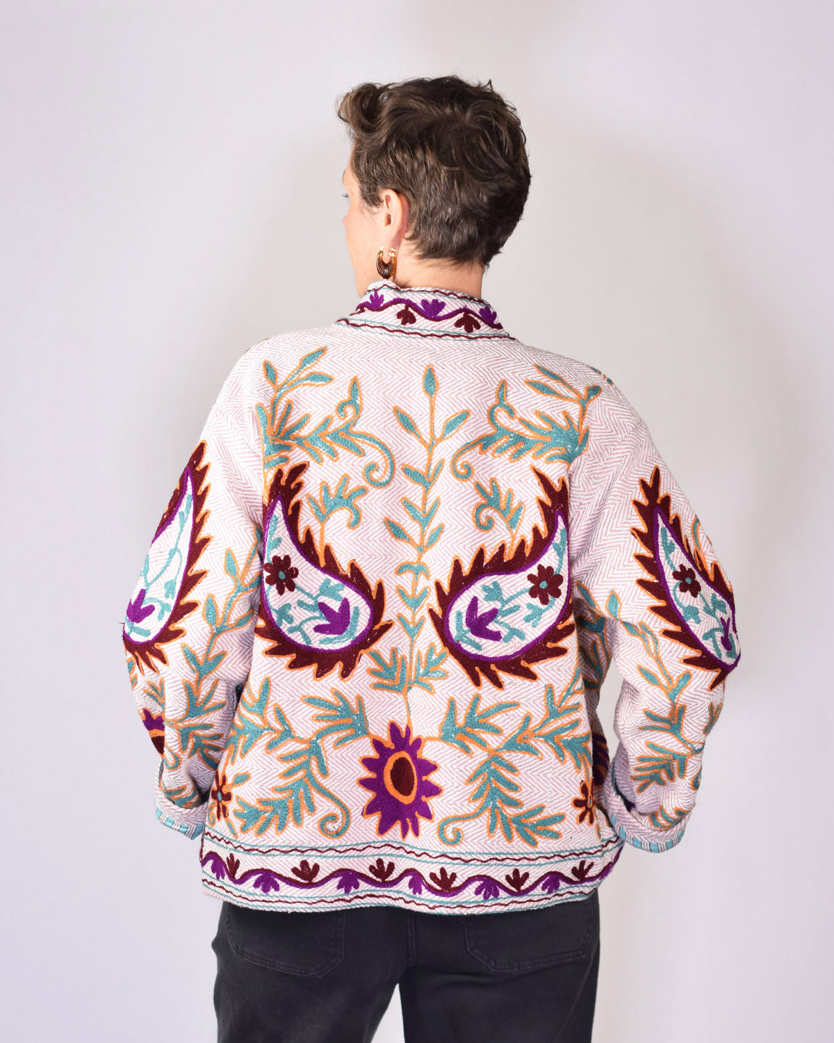 Herringbone Suzani Embroidered Jacket - 01