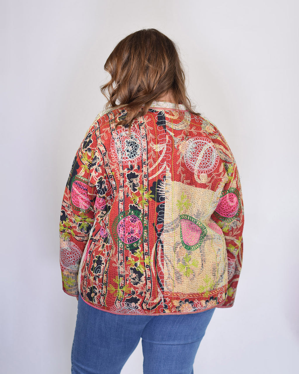 Charlie Extended / Oversized Fit - Quilted Reversible Patchwork Kantha Jacket - 19