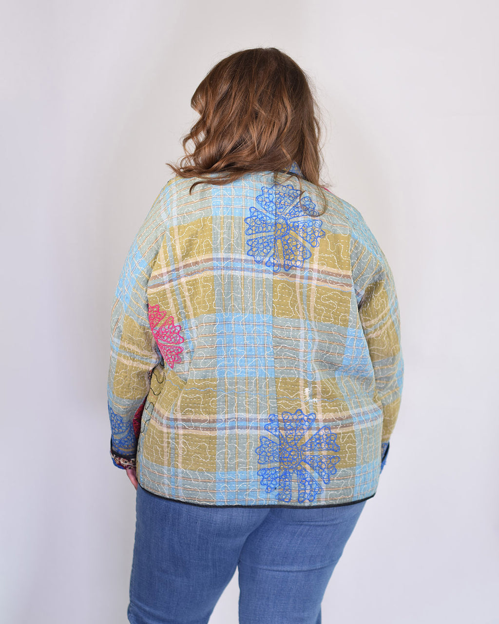 Charlie Extended / Oversized Fit - Quilted Reversible Patchwork Kantha Jacket - 14