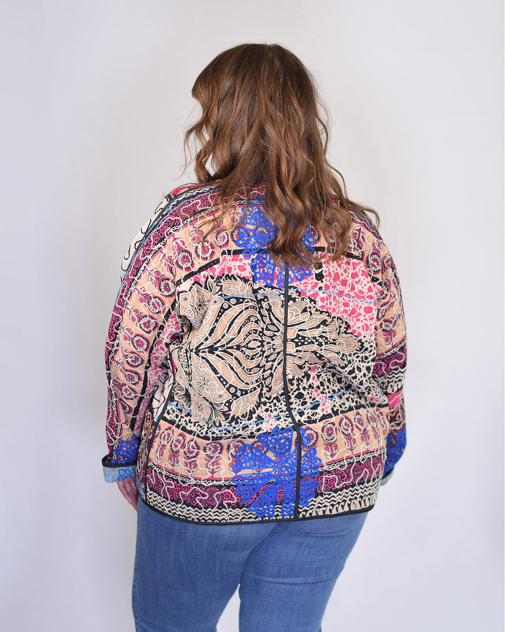 Charlie Extended / Oversized Fit - Quilted Reversible Patchwork Kantha Jacket - 14