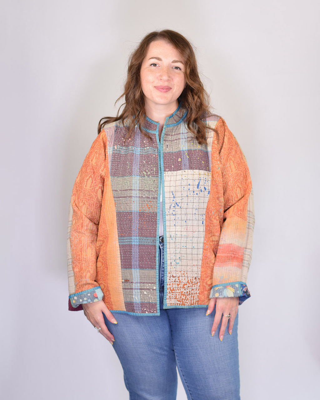 Charlie Extended / Oversized Fit - Quilted Reversible Patchwork Kantha Jacket - 18