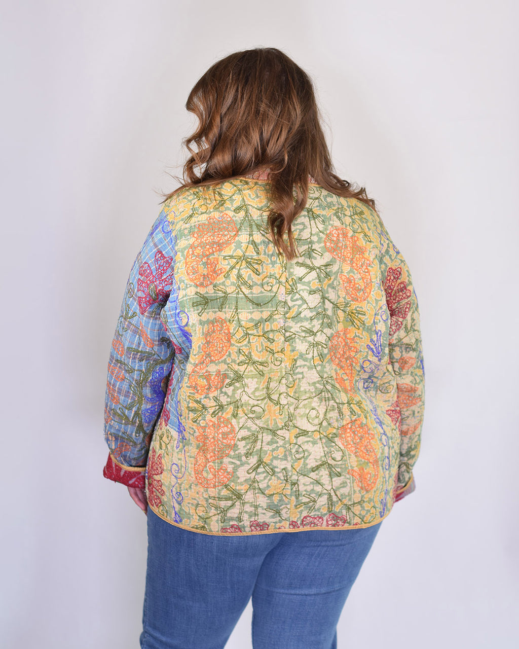 Charlie Extended / Oversized Fit - Quilted Reversible Patchwork Kantha Jacket - 17