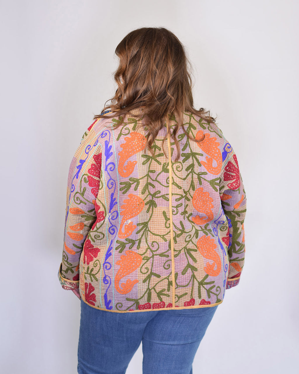 Charlie Extended / Oversized Fit - Quilted Reversible Patchwork Kantha Jacket - 17