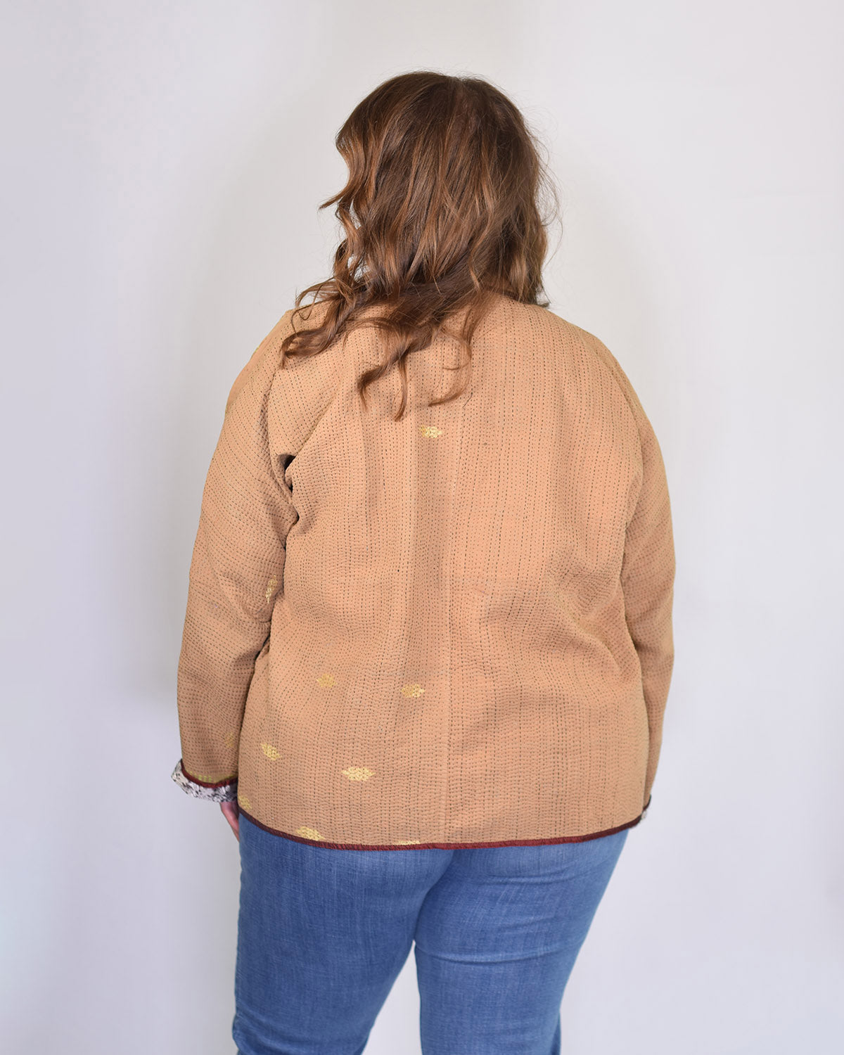 Charlie Extended / Oversized Fit - Quilted Reversible Patchwork Kantha Jacket - 13