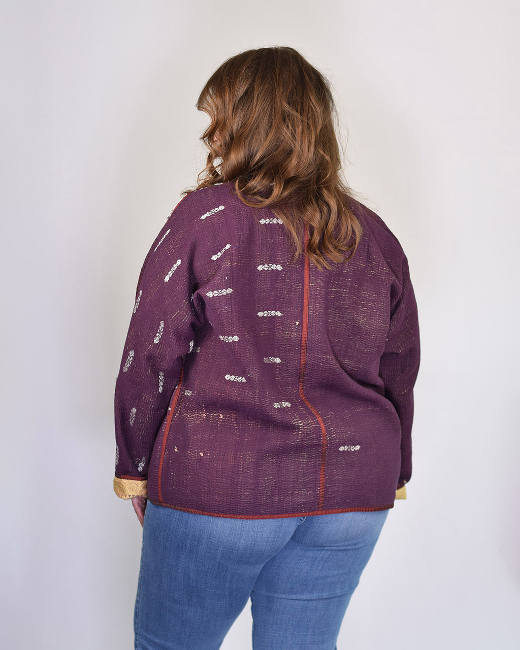 Charlie Extended / Oversized Fit - Quilted Reversible Patchwork Kantha Jacket - 13