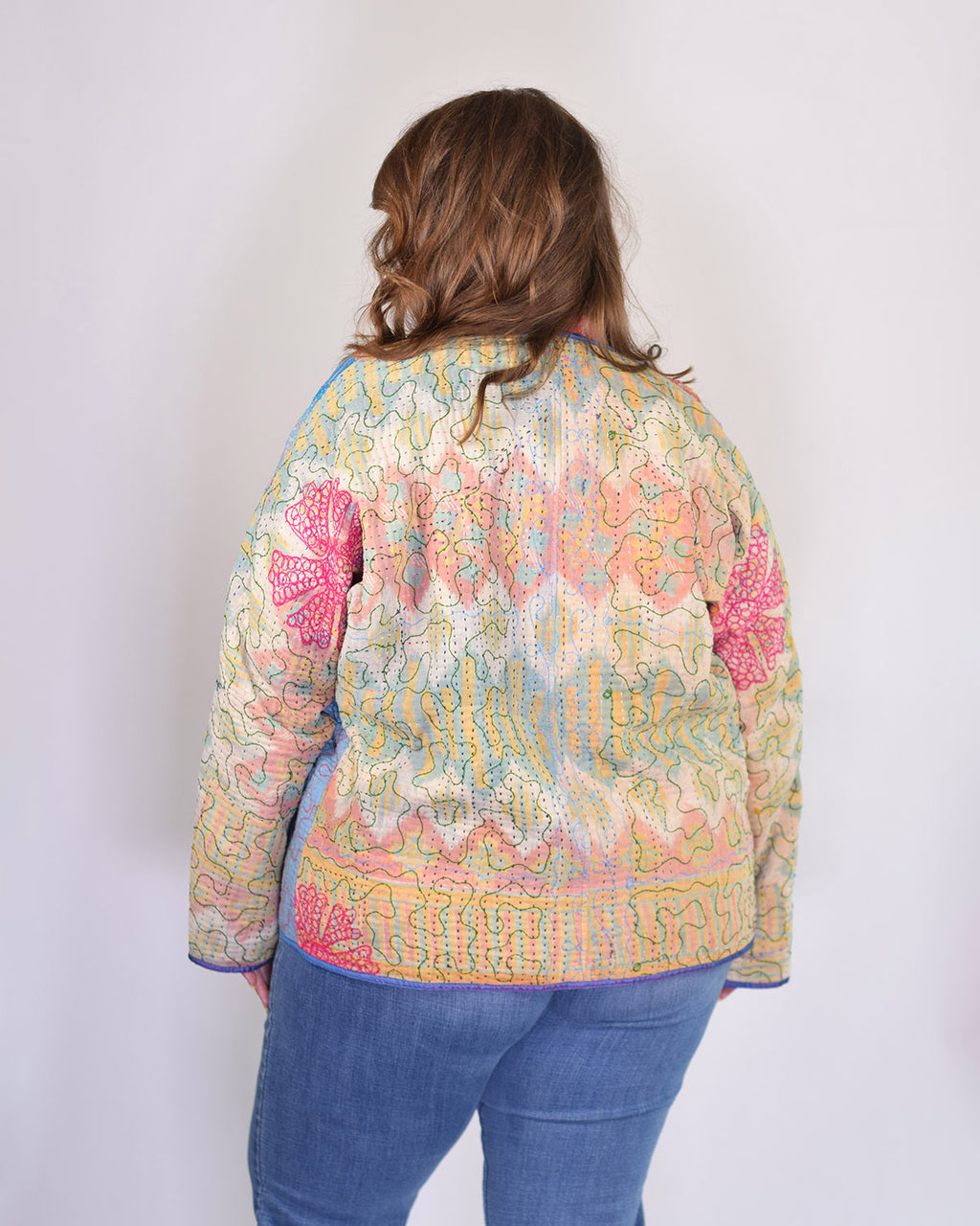 Charlie Extended / Oversized Fit - Quilted Reversible Patchwork Kantha Jacket - 05