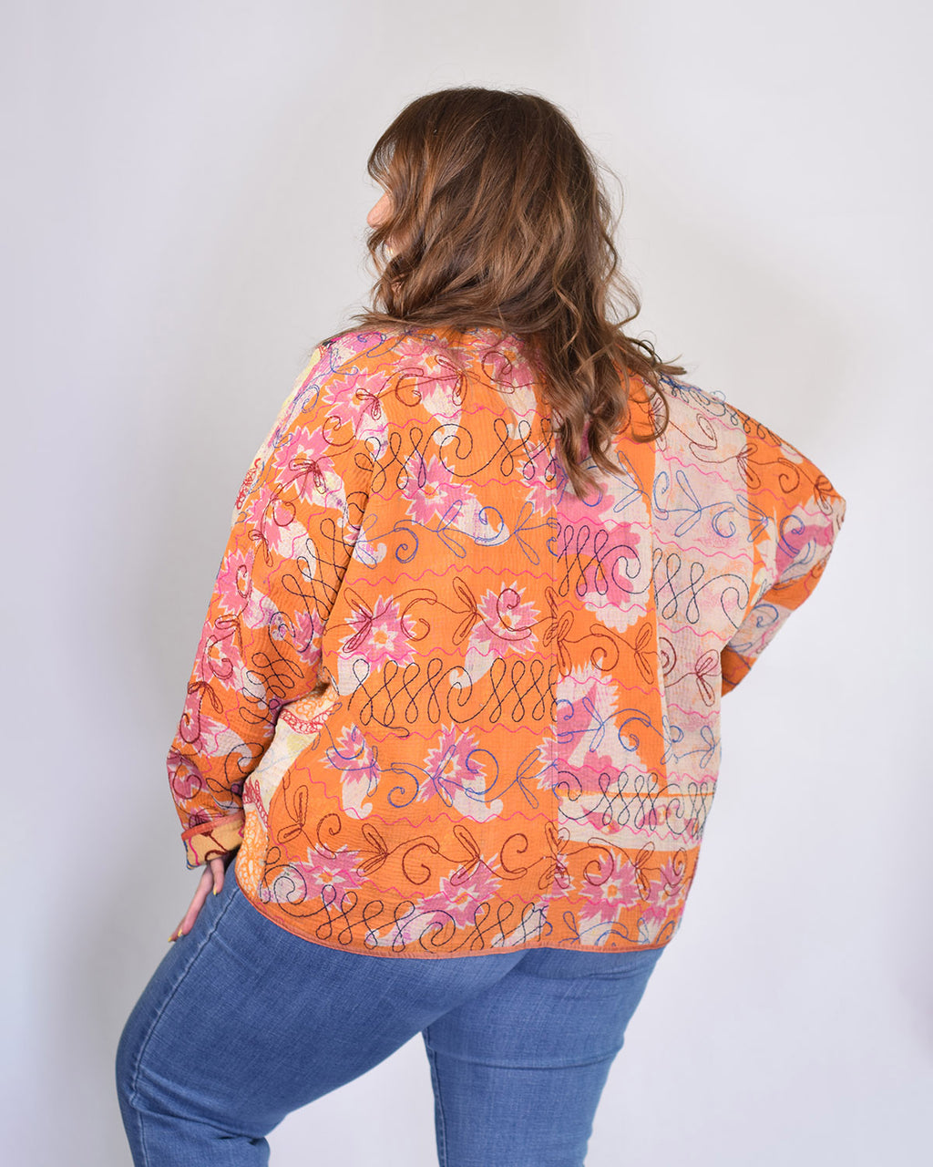 Charlie Extended / Oversized Fit - Quilted Reversible Patchwork Kantha Jacket - 09