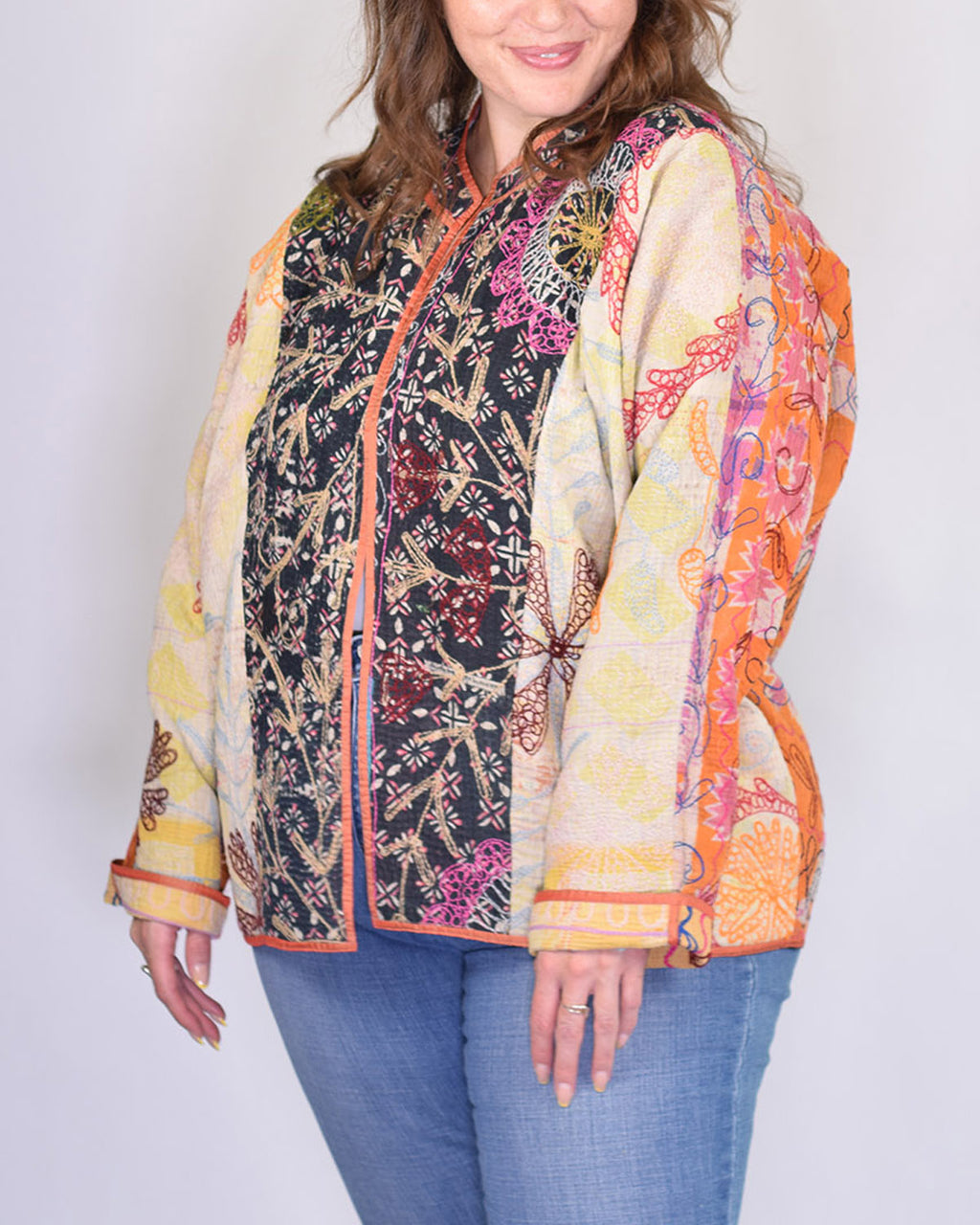 Charlie Extended / Oversized Fit - Quilted Reversible Patchwork Kantha Jacket - 09