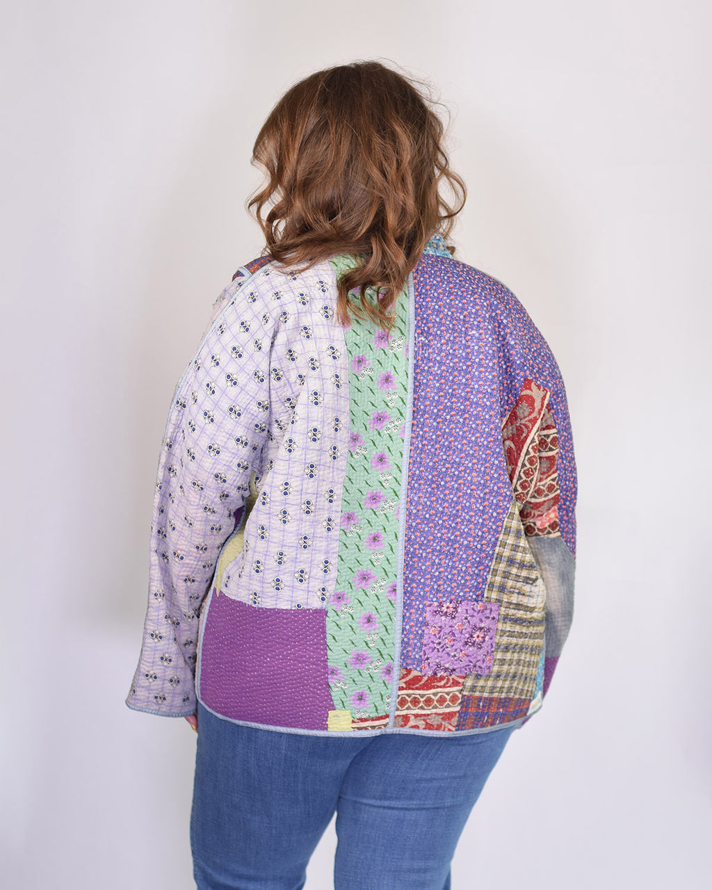 Charlie Extended / Oversized Fit - Quilted Reversible Patchwork Kantha Jacket - 11