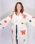 Luxury Turkish Cotton Kimono/Robe One Size + Extended Size - Butterfly Garden