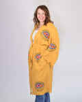 Luxury Turkish Cotton Evil Eye Kimono/Robe One Size + Extended Size - Yellow Ochre