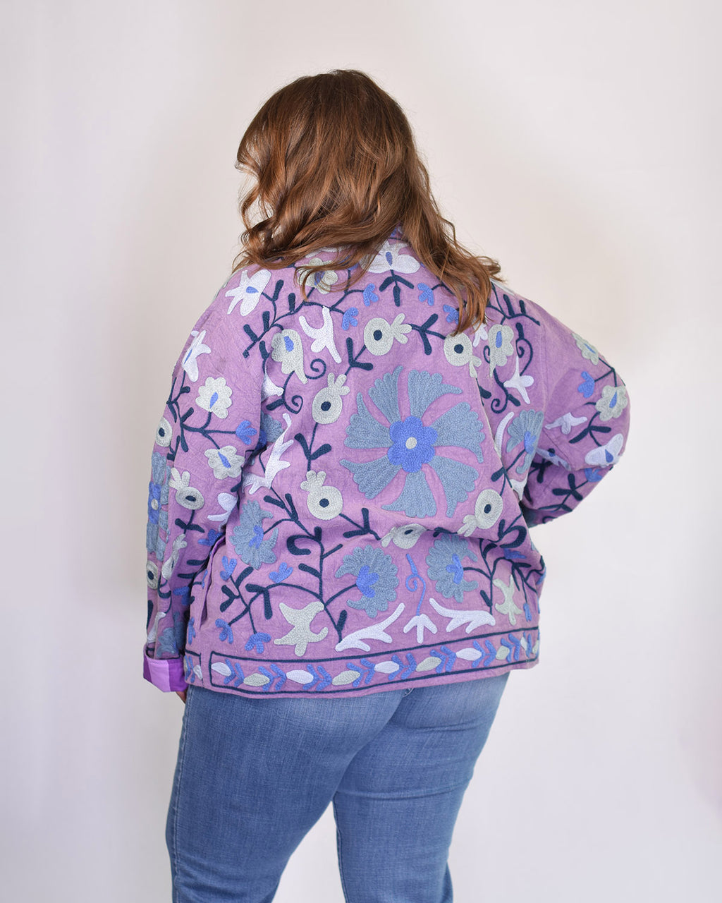 XL - Extended Sized - Suzani Embroidered Canvas Jacket/Cardigan - 11
