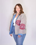 XL - Extended Sized - Evil Eye Suzani Embroidered Canvas Jacket/Cardigan -02